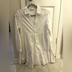 White Long Sleeve Zara Poplin Mini Dress